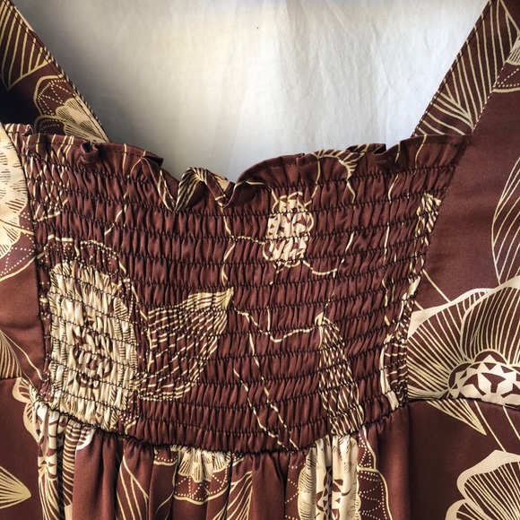 Brown silk cream floral design maternity top sz S - Picture 6 of 6